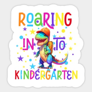 Roaring in to Kindergarten Kids, Boys, Girls, Teacher Sticker